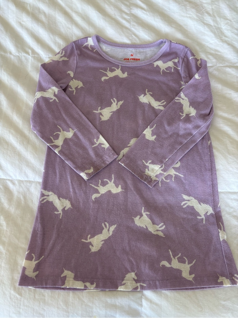 Joe Fresh Girls 4T Purple Long Sleeve Sleep gown pajamas unicorn